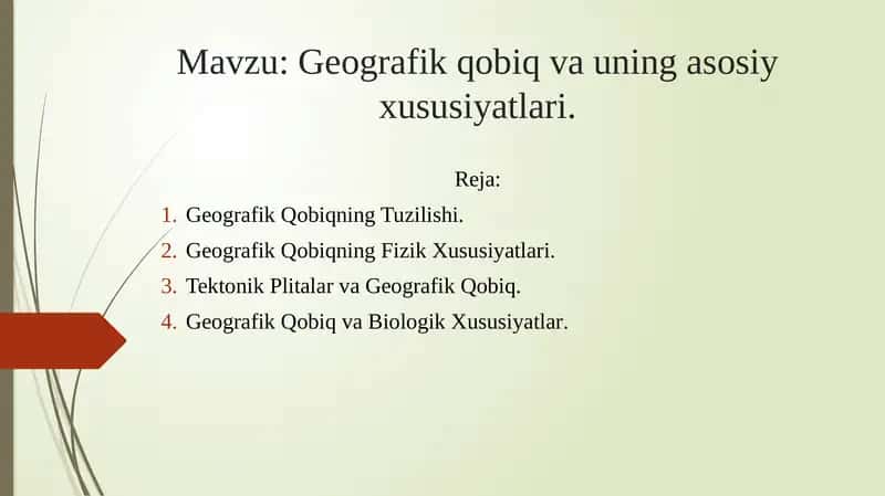 Geografik Qobiqning Asosiy Xususiyatlari 1