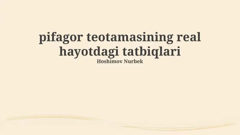 Pifagor teotamasining real hayotdagi tatbiqlari 1