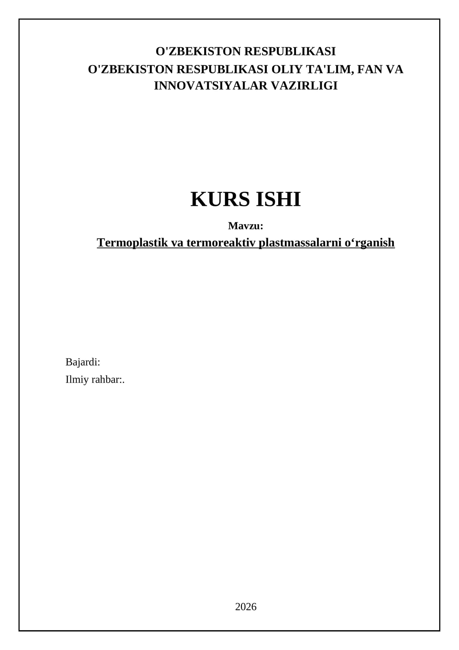 Termoplastik va termoreaktiv plastmassalarni oʻrganish 1