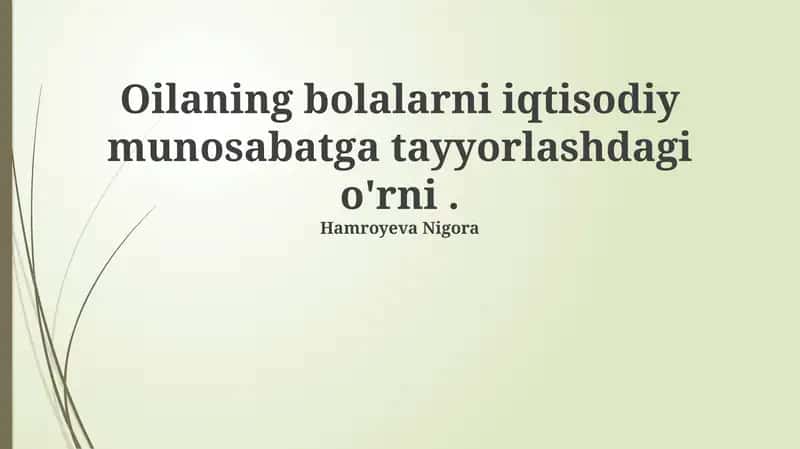 Bolalarni iqtisodiy munosabatga tayyorlash 1