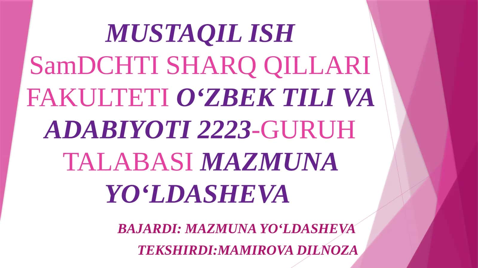 O‘ZBEK TILI VA ADABIYOTI 1