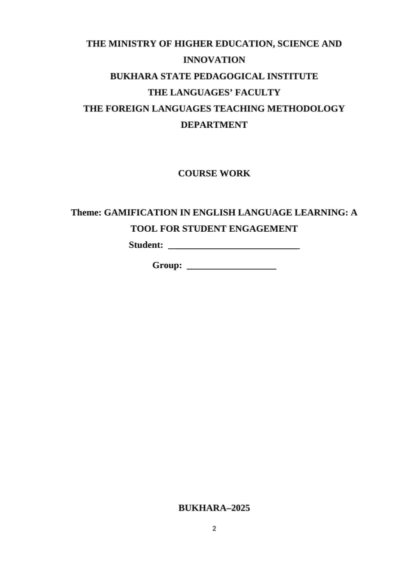 GAMIFICATION IN ENGLISH LANGUAGE LEARNING: A TOOL FOR STUDENT ENGAGEMENT 1