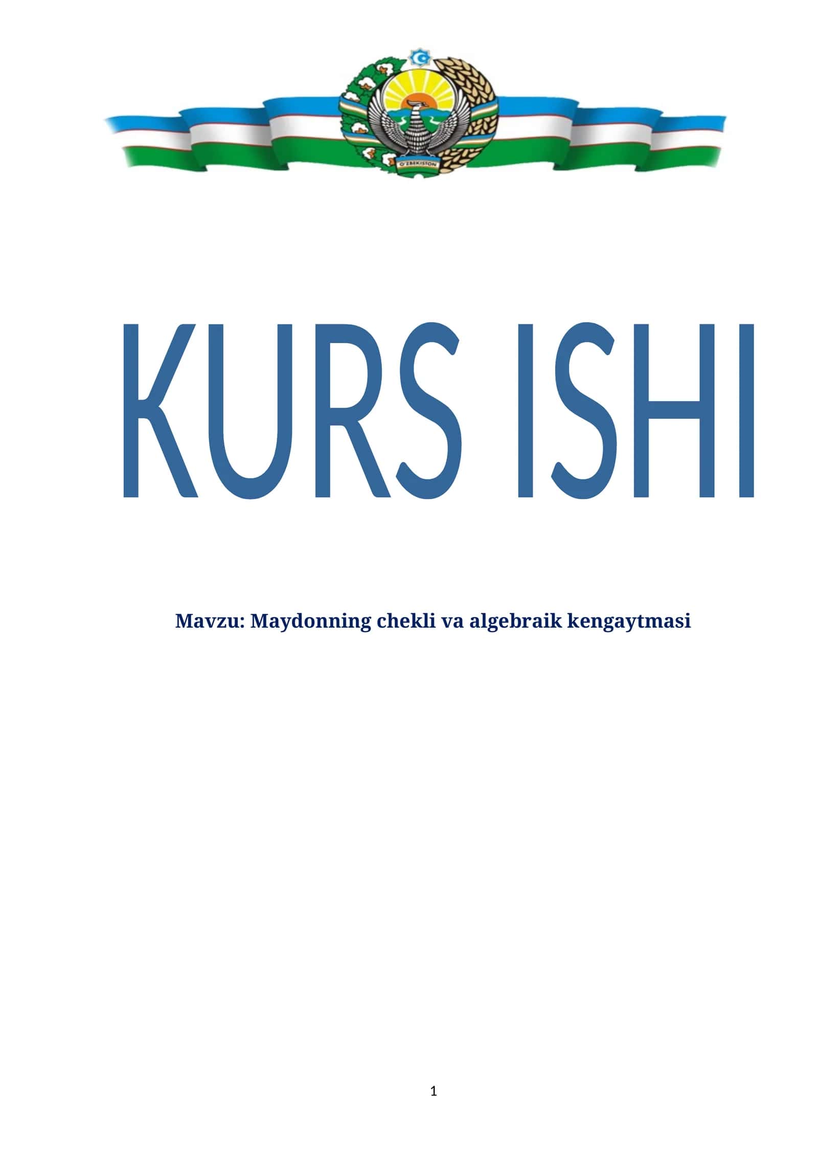 Maydonning chekli va algebraik kengaytmasi 1