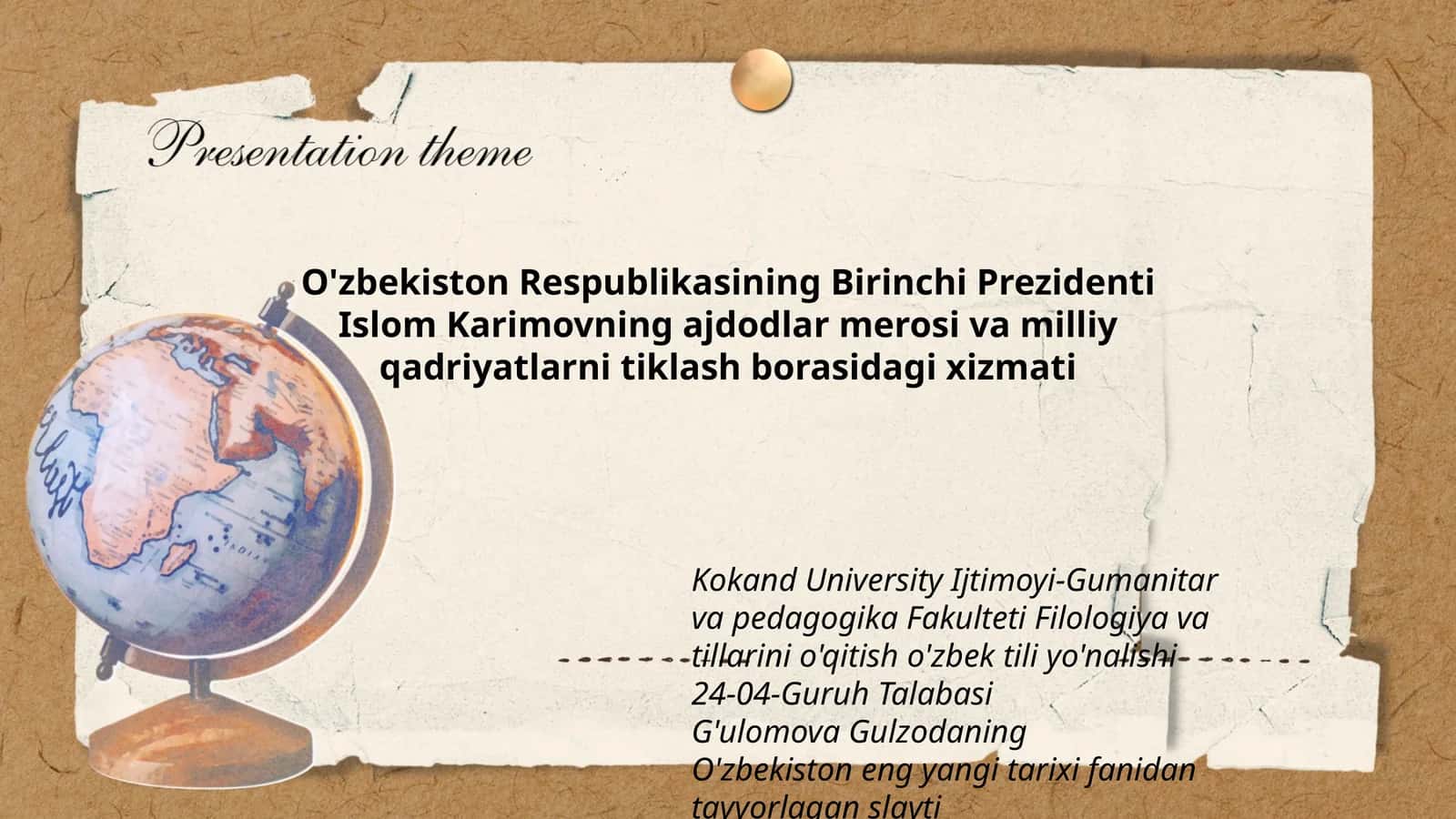 O'zbekiston Respublikasining Birinchi Prezidenti Islom Karimovning ajdodlar merosi va milliy qadriyatlarni tiklash borasidagi xizmati 1