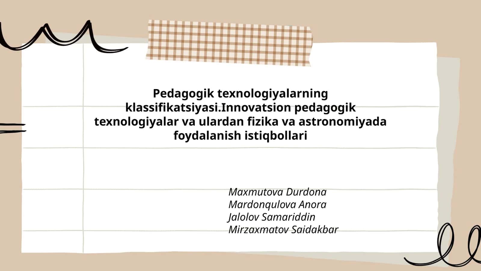 Pedagogik texnologiyalarning klassifikatsiyasi 1