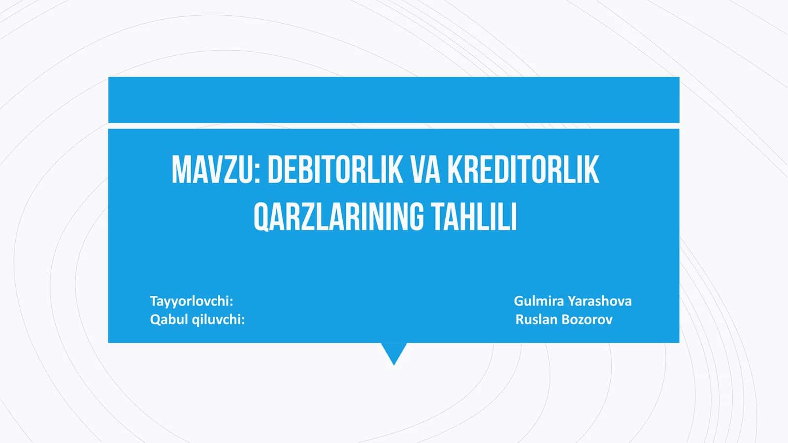Debitorlik va kreditorlik qarzlarining tahlili 1