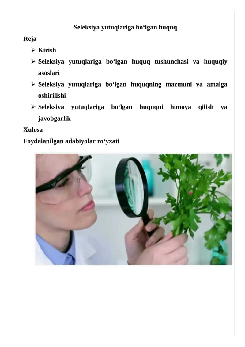 Seleksiya yutuqlariga bo‘lgan huquq 1