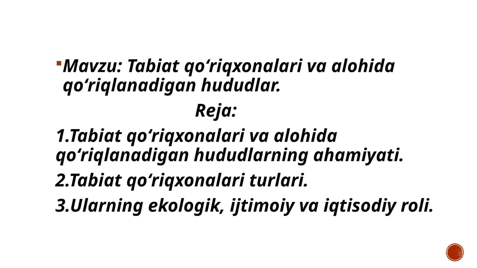 Tabiat qoʻriqxonalari va alohida qoʻriqlanadigan hududlar 1