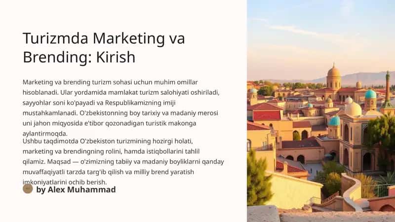 Turizmda marketing va brending: Kirish 1