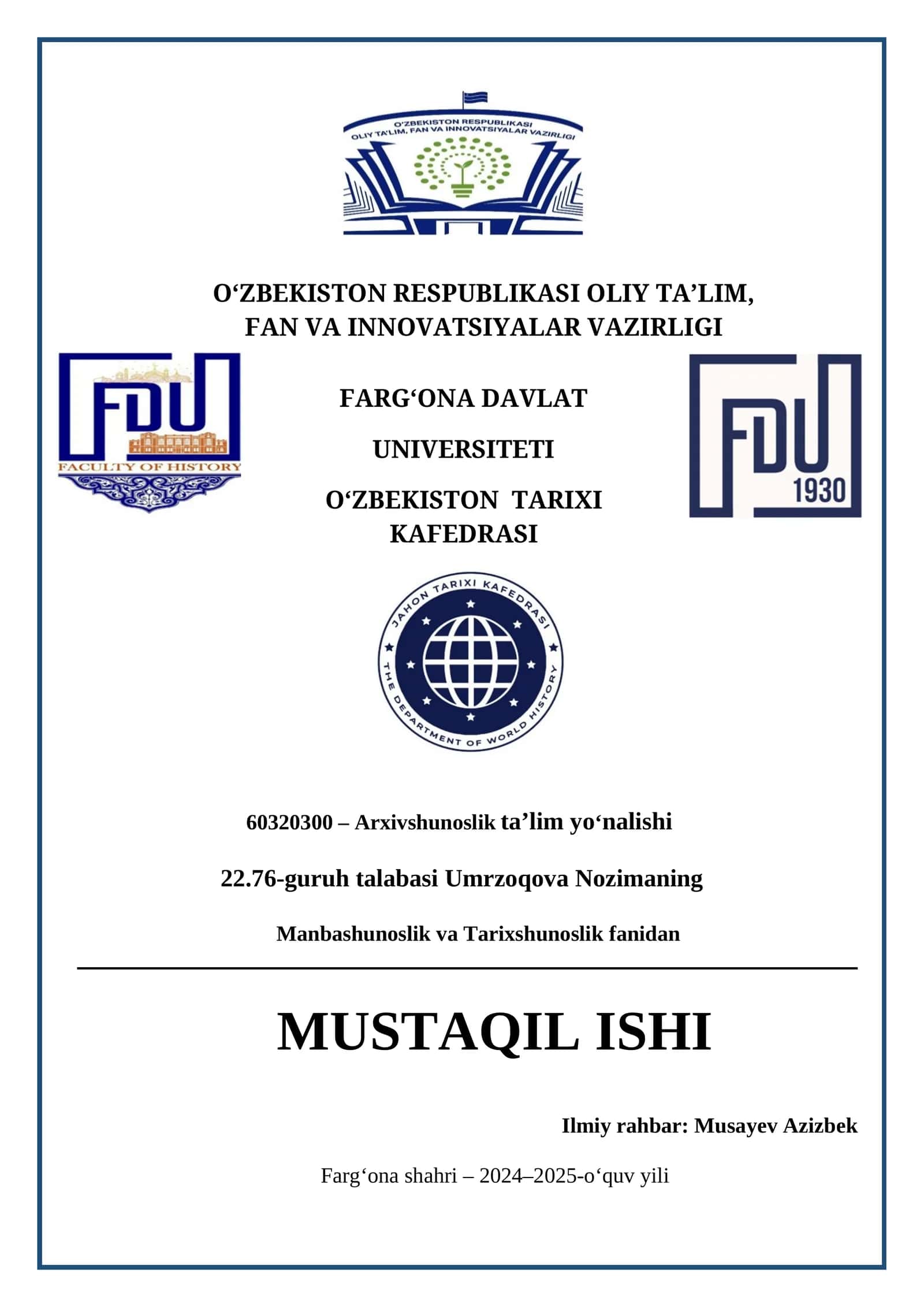 MUSTAQIL ISHI - Gerodot va uning “Tarix” asari haqida 1