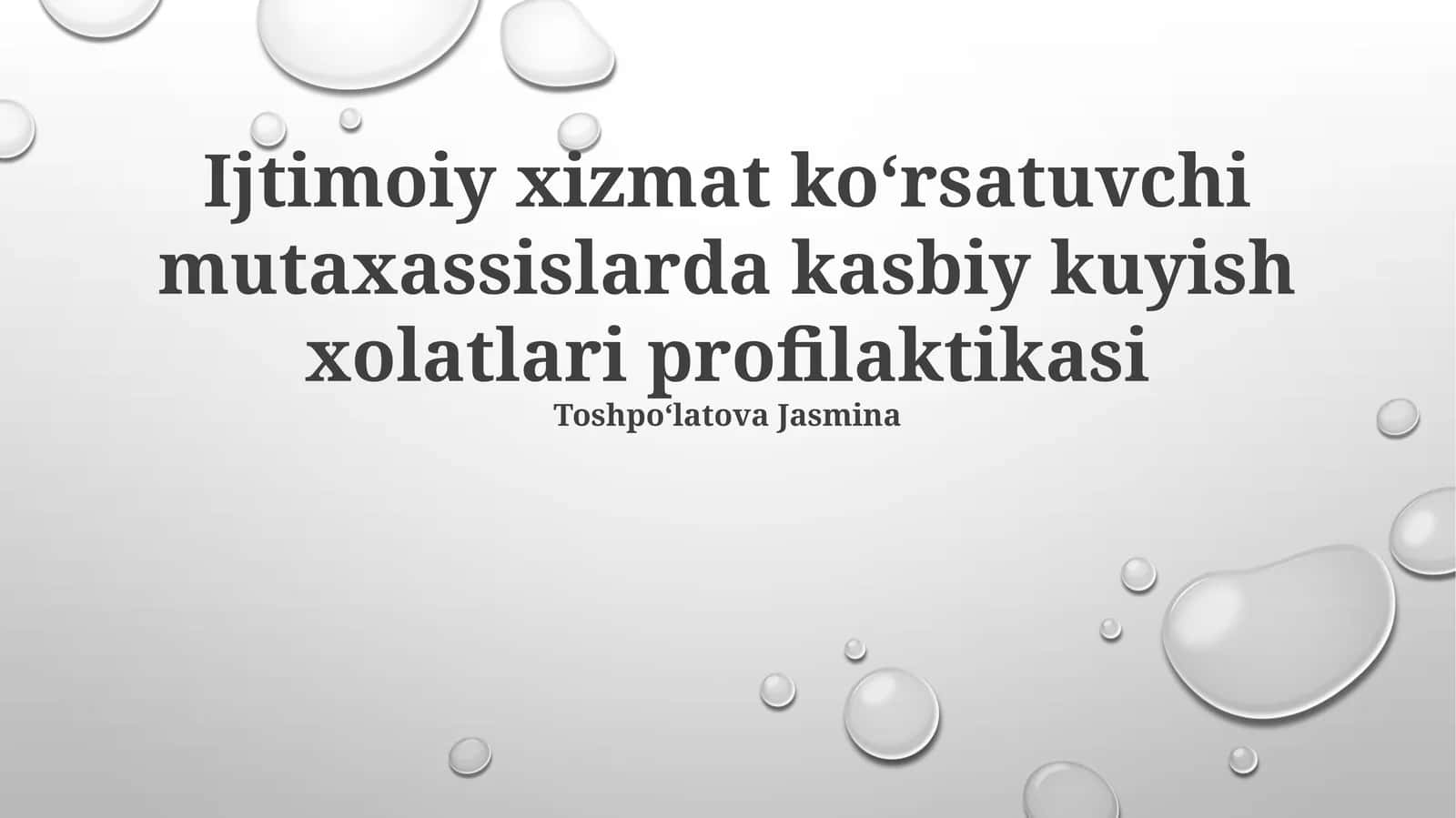 Ijtimoiy xizmat koʻrsatuvchi mutaxassislarda kasbiy kuyish xolatlari profilaktikasi 1