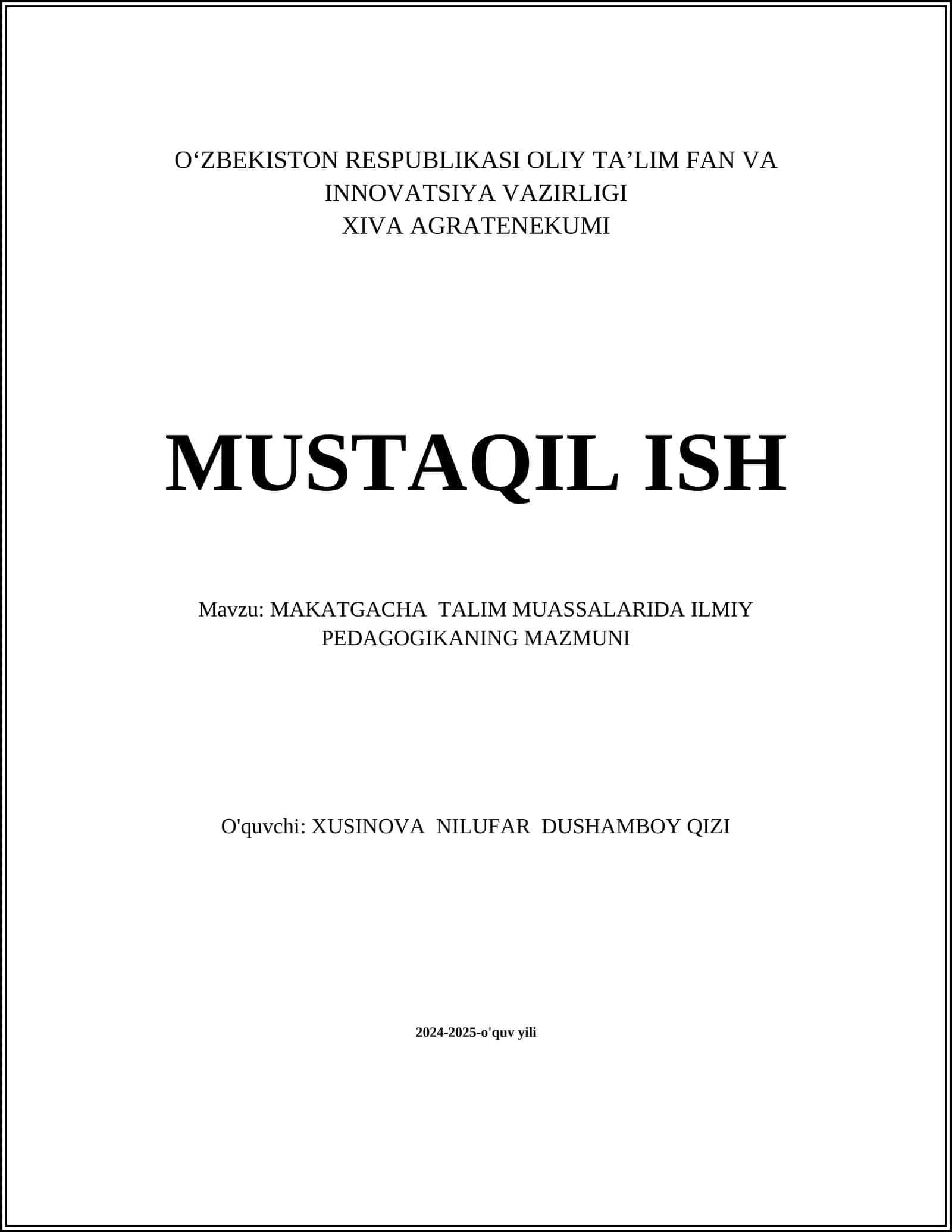 MAKATGACHA TALIM MUASSALARIDA ILMIY PEDAGOGIKANING MAZMUNI 1