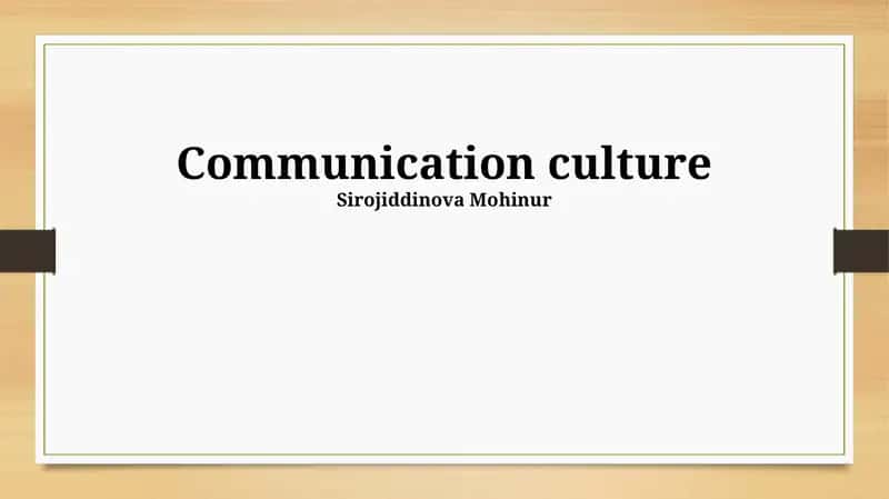 Communication Culture 1