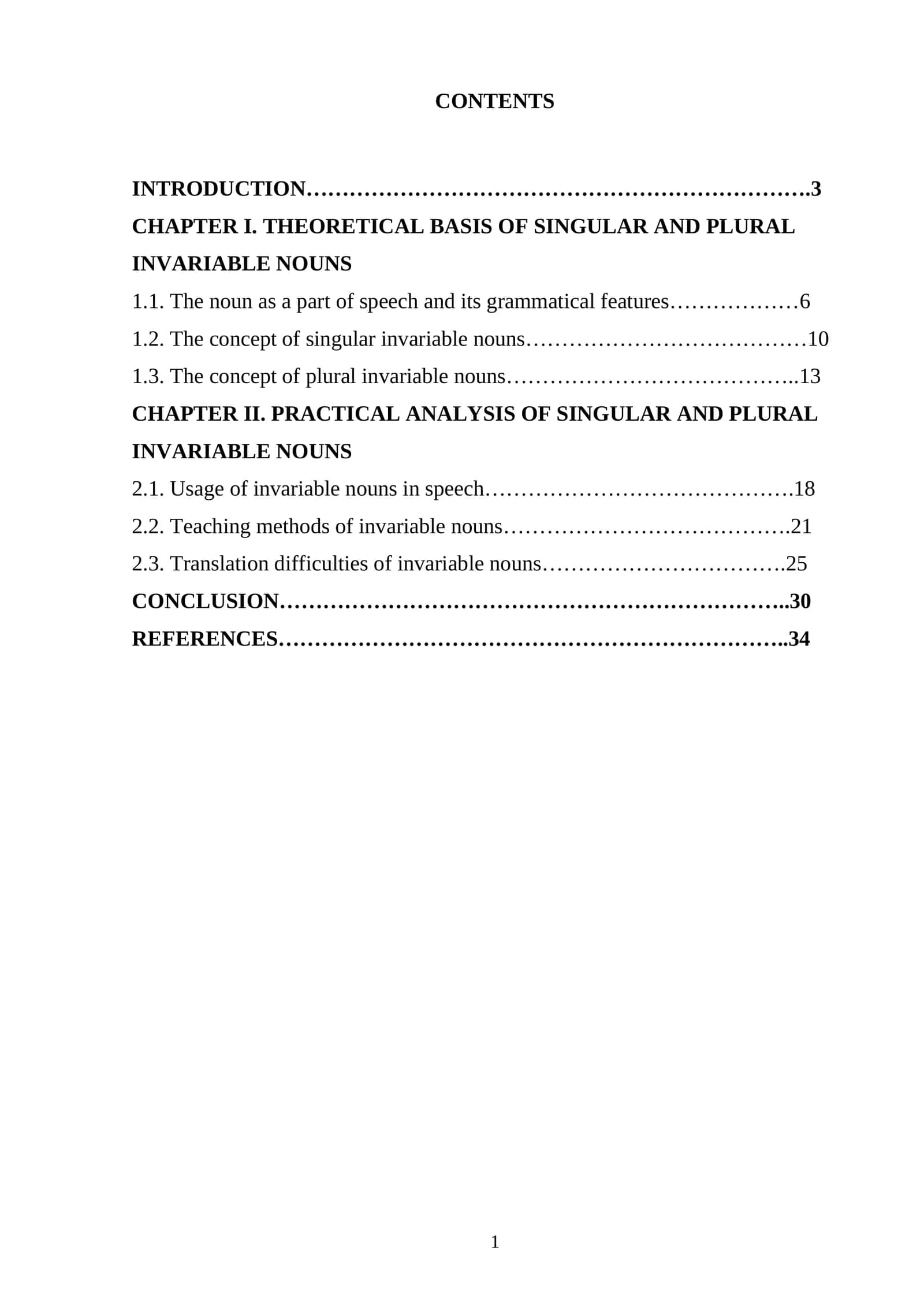 Singular and plural invariable nouns 1