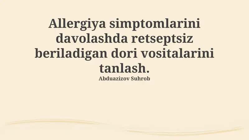 Allergiya alomatlarini davolash uchun retseptsiz dorilar: Turlari va tanlash bo'yicha qo'llanma 1