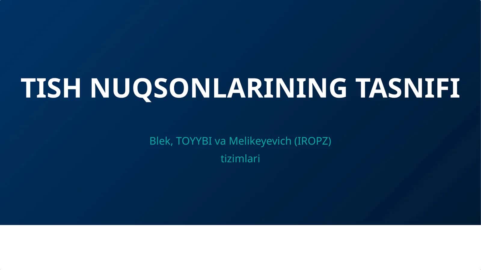 TISH NUQSONLARINING TASNIFI 1