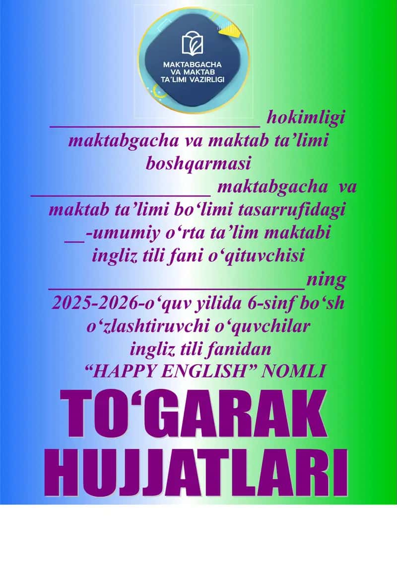 "HAPPY ENGLISH" NOMLI To‘garak a‘zolari haqida ma’lumot 1
