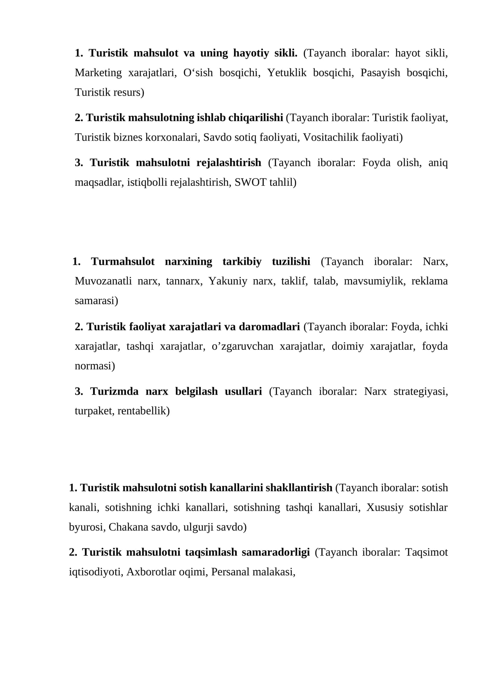 Turistik mahsulot va uning hayotiy sikli 1