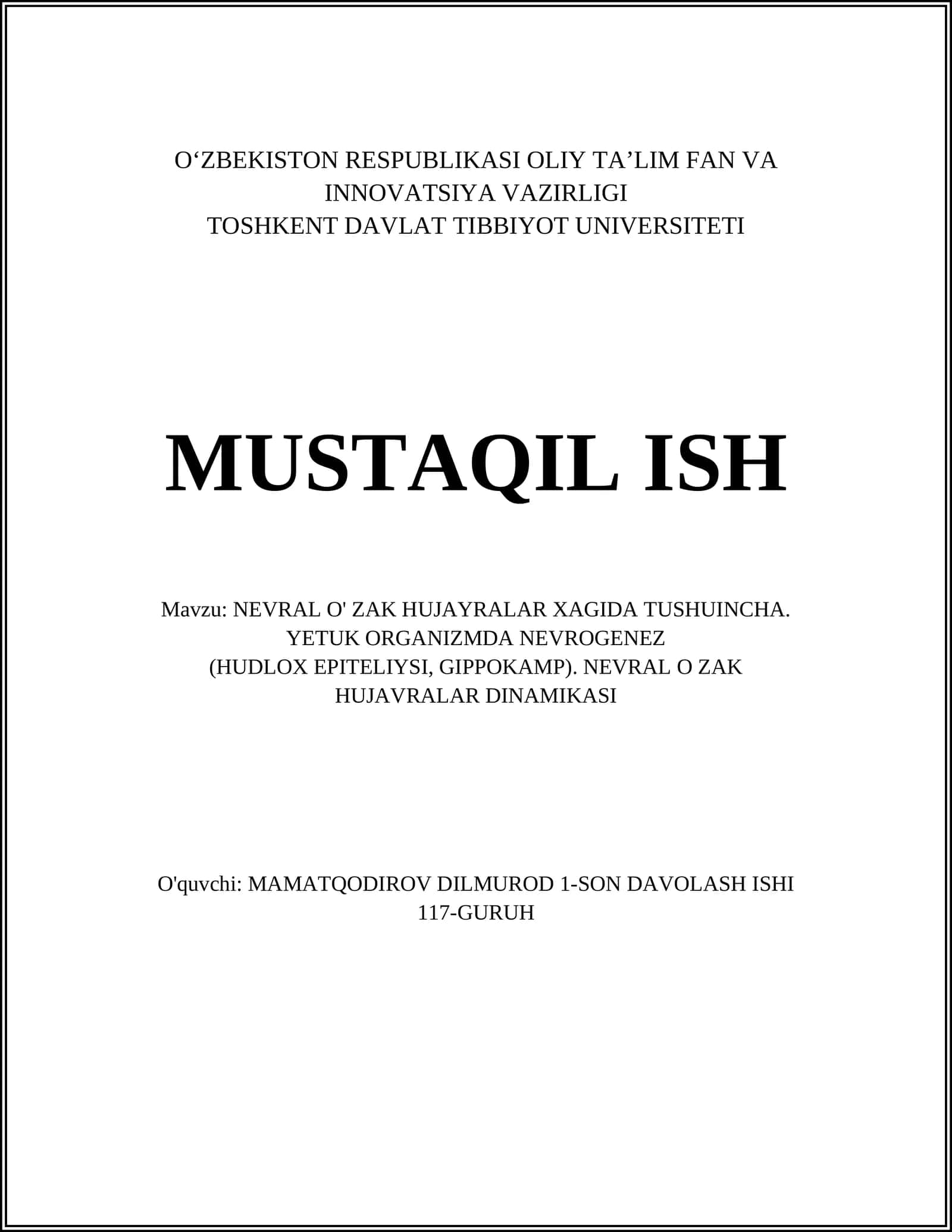 NEVRAL O' ZAK HUJAYRALAR XAGIDA TUSHUINCHA 1