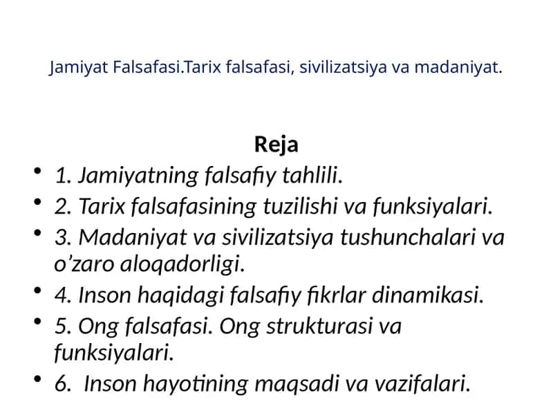 Jamiyat Falsafasi 1