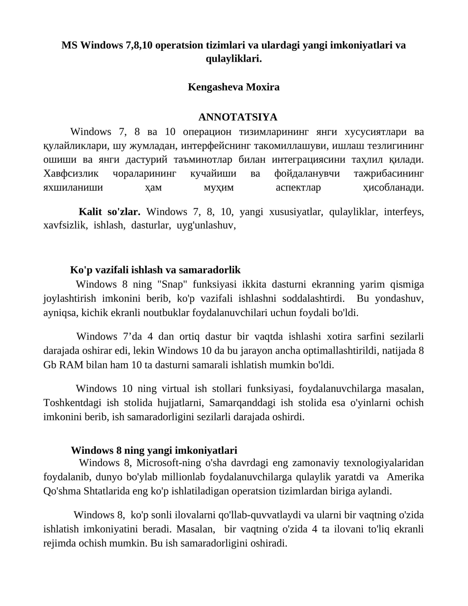 MS Windows 7,8,10 operatsion tizimlari 1