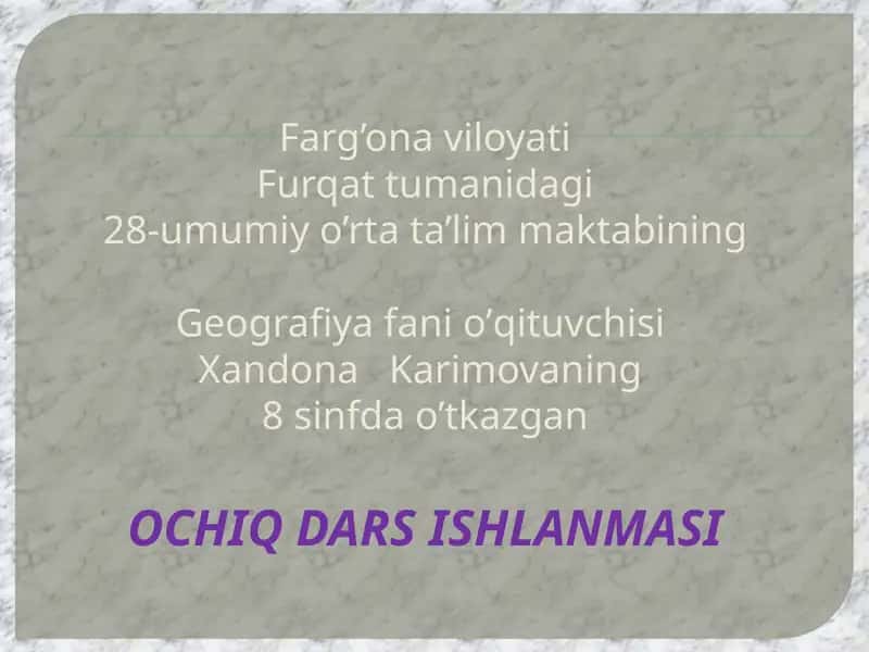 Geografiya fanining dehqonchilik mavzusi 1