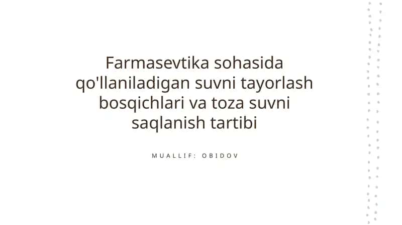 Farmasevtikada suv tayyorlash 1