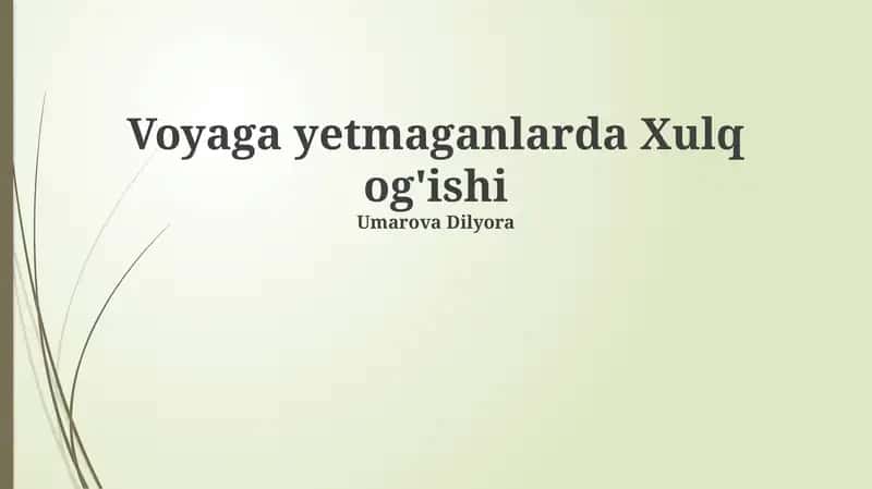 Voyaga yetmaganlarda Xulq og'ishi 1