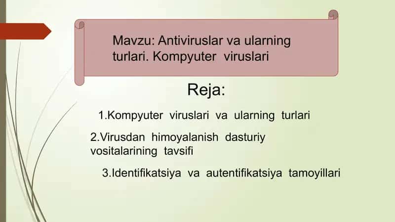 Antiviruslar va ularning turlari. Kompyuter viruslari 1