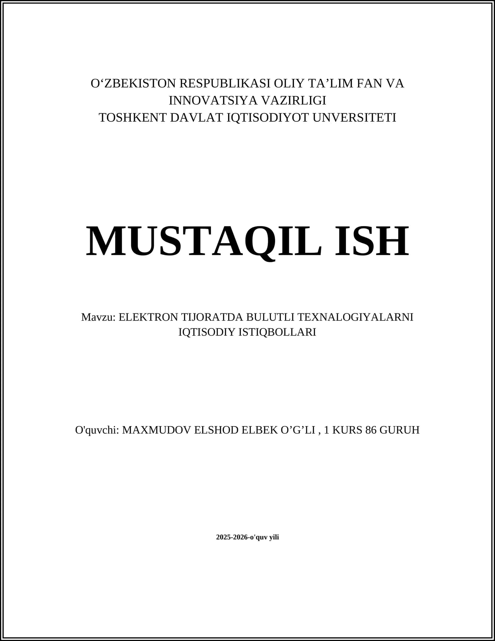 ELEKTRON TIJORATDA BULUTLI TEXNALOGIYALARNI IQTISODIY ISTIQBOLLARI 1