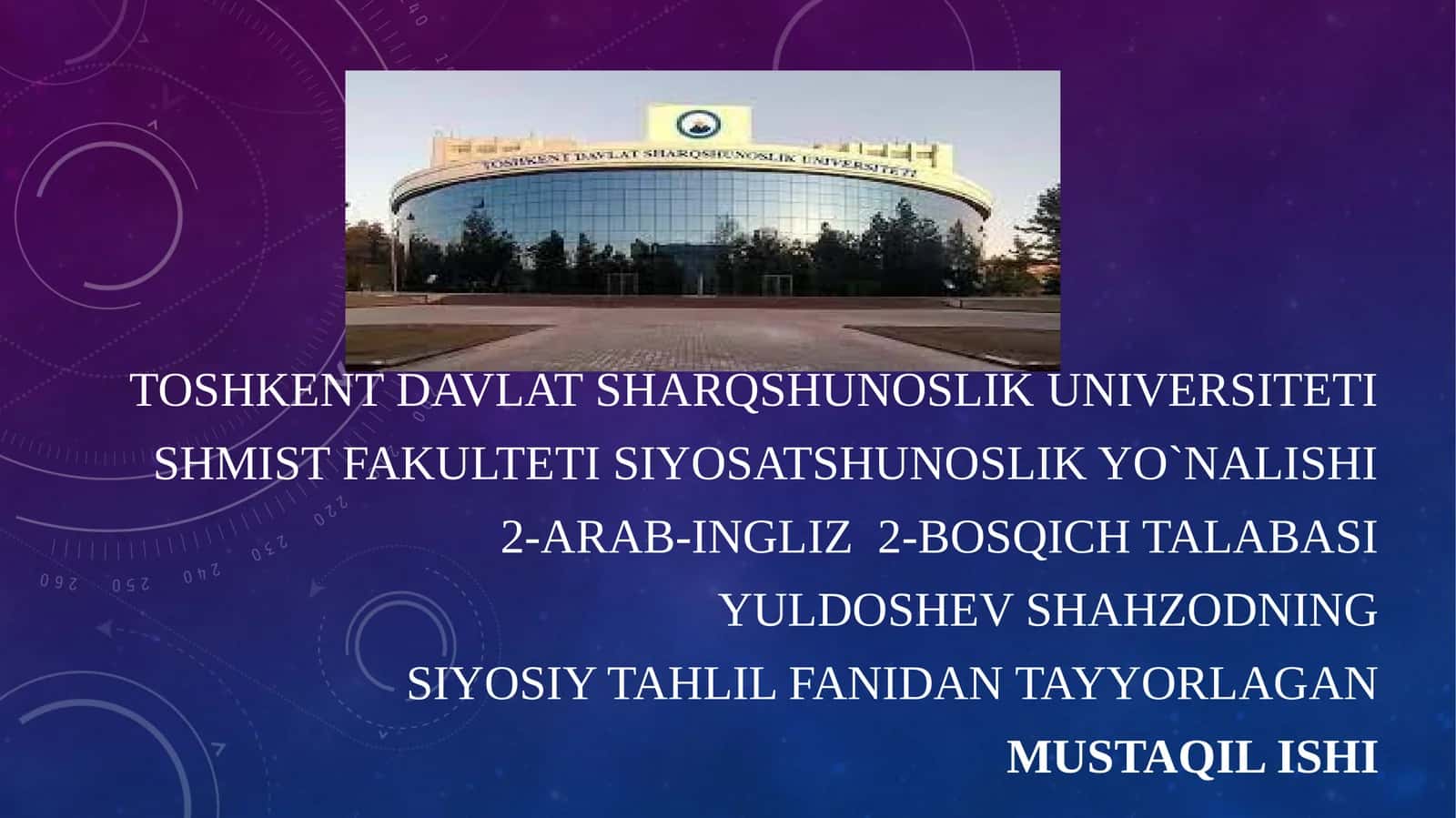 Siyosiy Tahlil fanidan tayyorlangan Mustaqil Ish 1