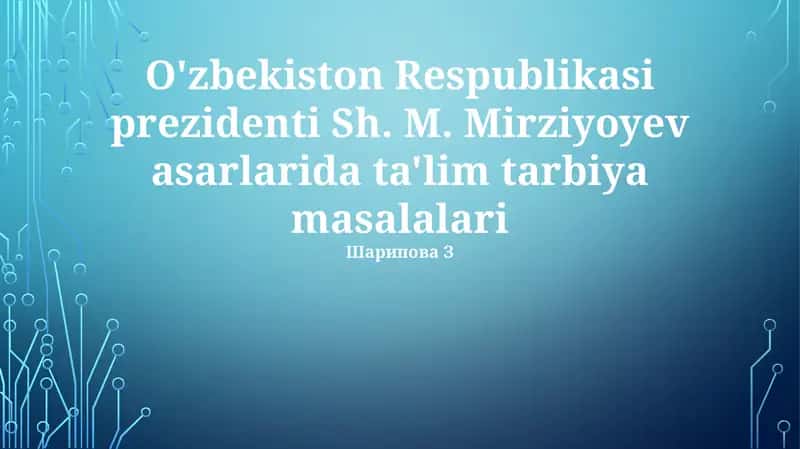 Ta'lim tarbiya masalalari 1