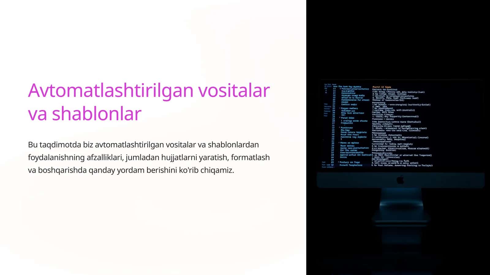 Avtomatlashtirilgan vositalar va shablonlar 1