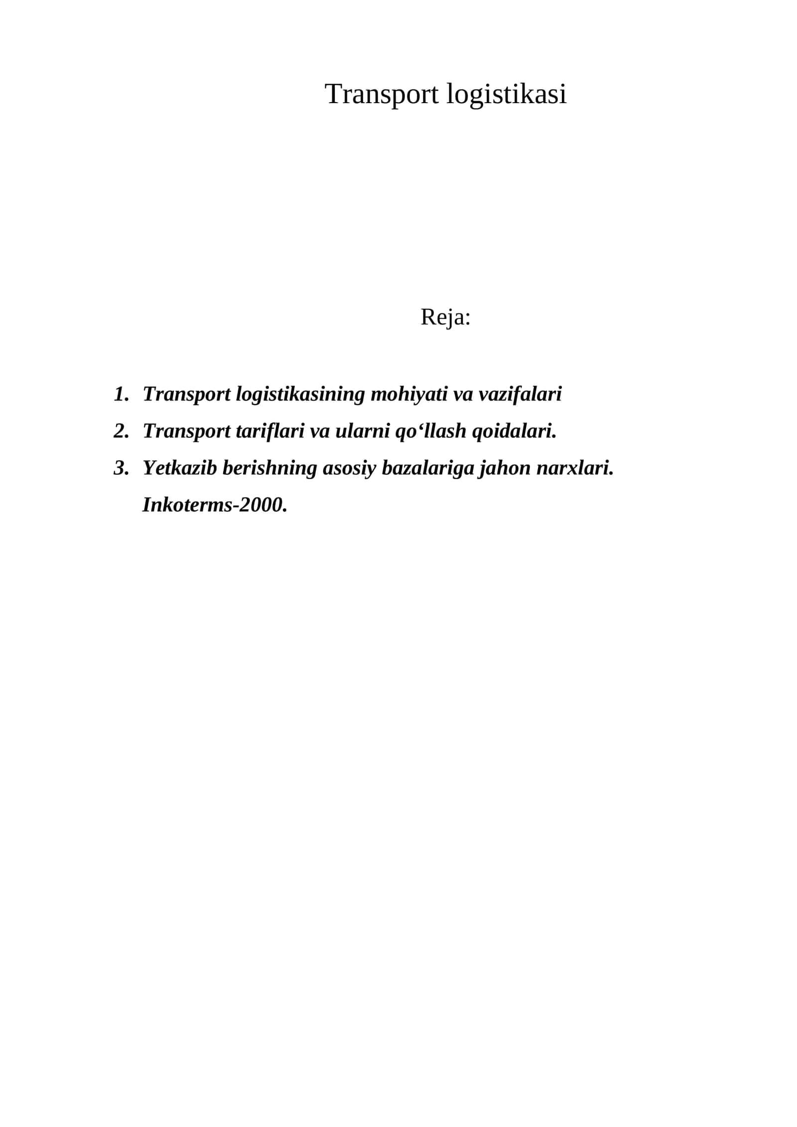 Transport logistikasi 1