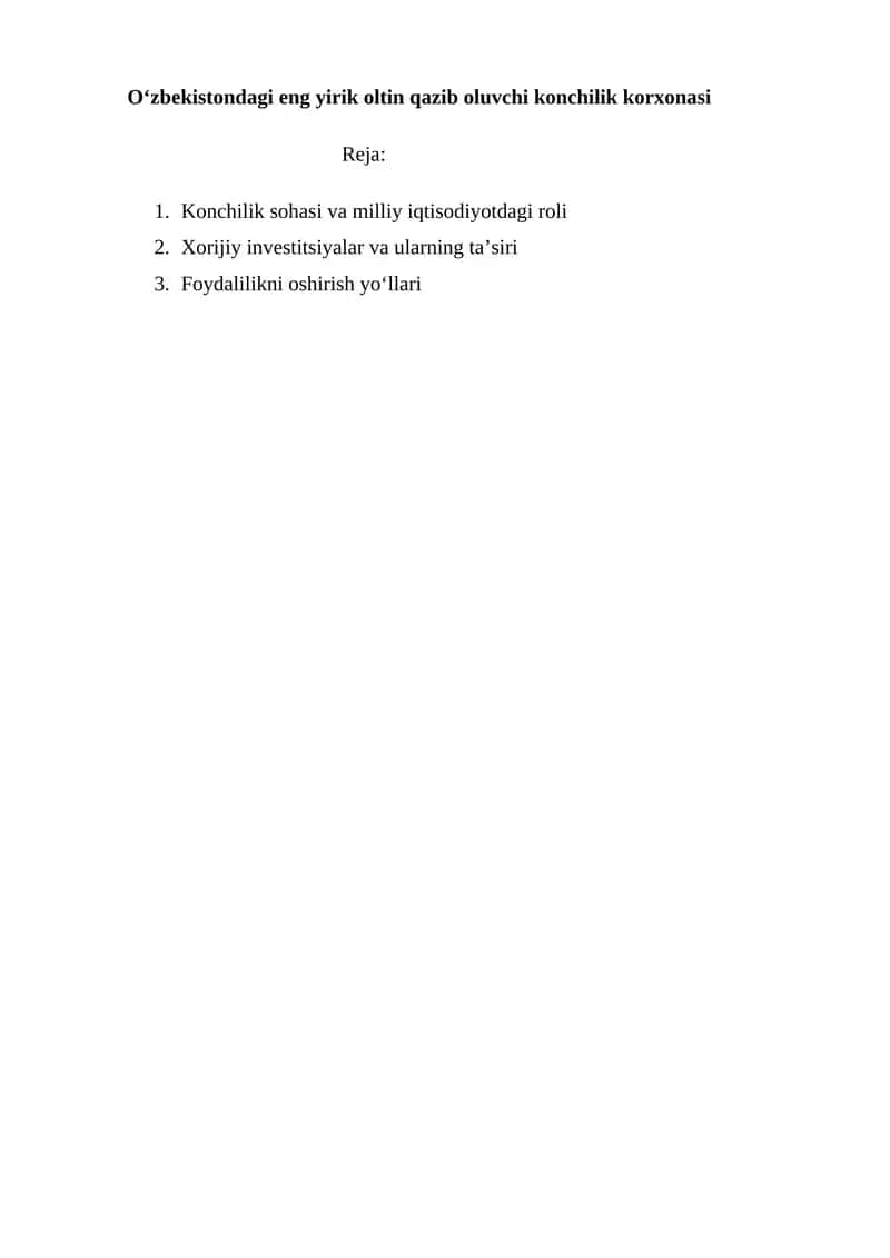 O‘zbekistondagi eng yirik oltin qazib oluvchi konchilik korxonasi 1
