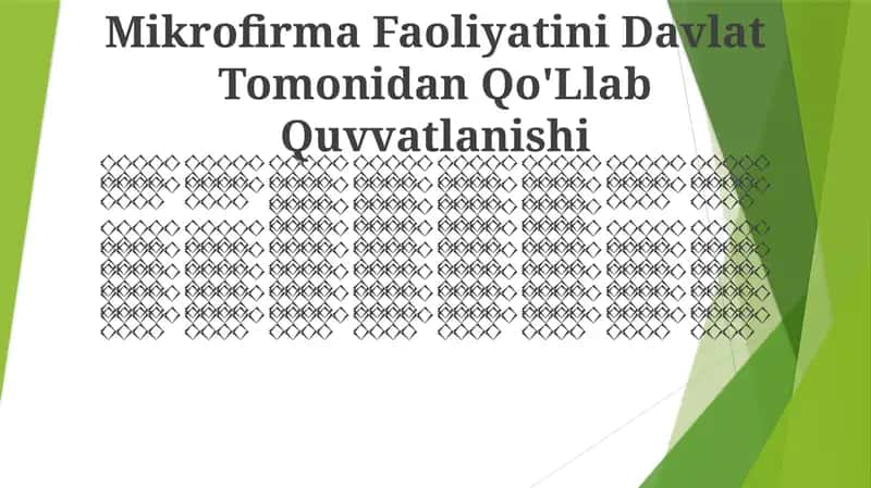 Mikrofirma Faoliyatini Davlat Tomonidan Qo'Llab Quvvatlanishi 1