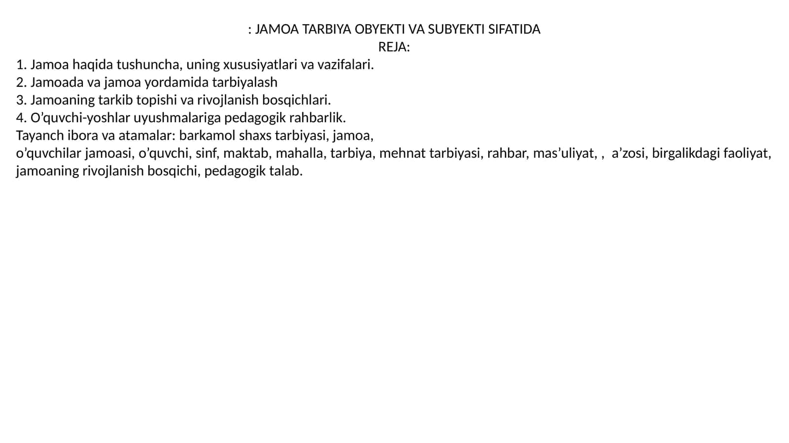 JAMOA TARBIYA OBYEKTI VA SUBYEKTI SIFATIDA 1