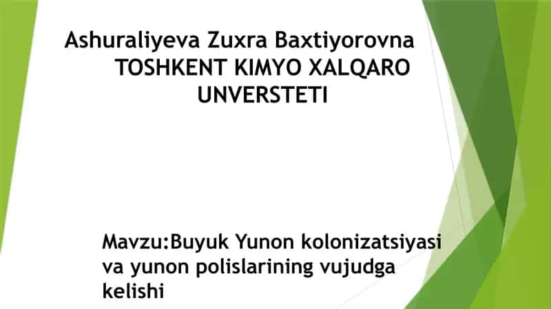 Buyuk Yunon kolonizatsiyasi va yunon polislarining vujudga kelishi 1