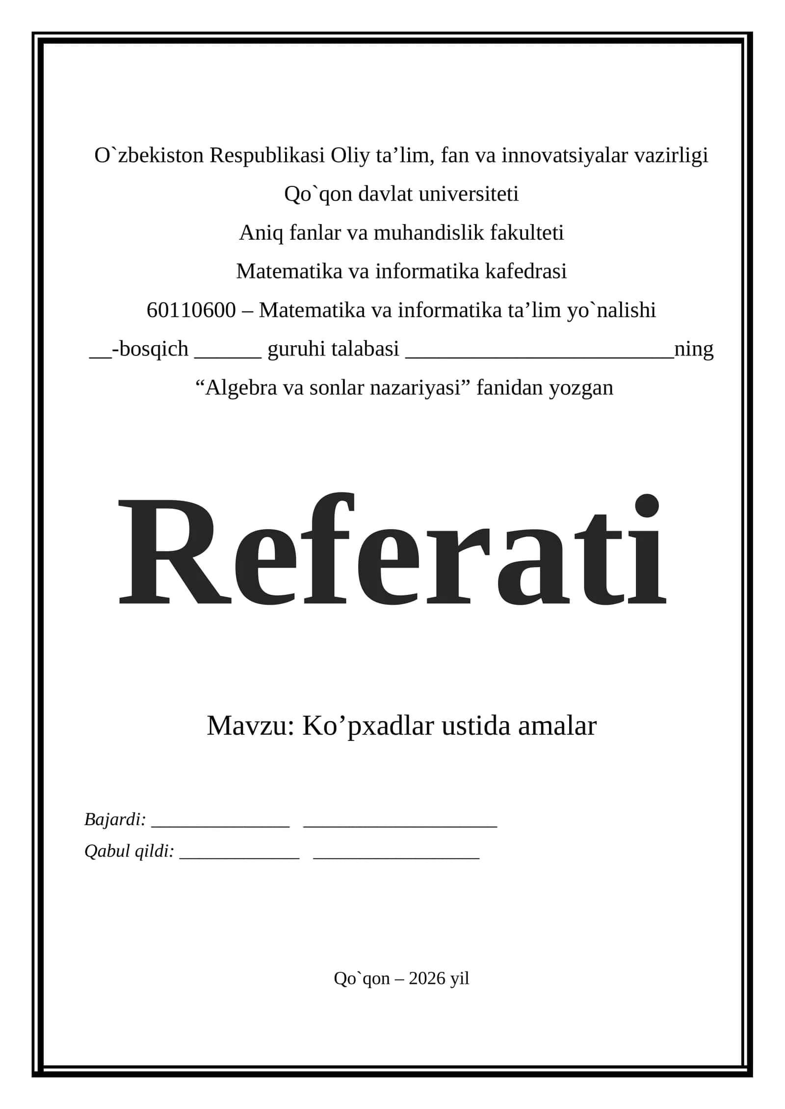 Ko’pxadlar ustida amalar 1