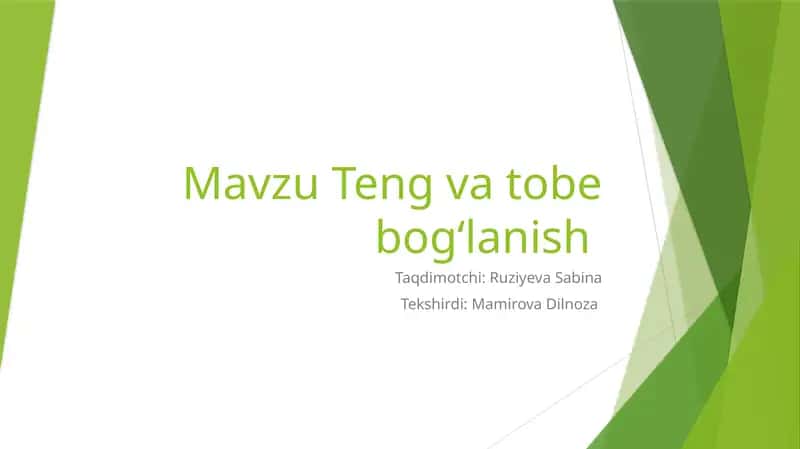 Тенг ватобебогʻланиш 1