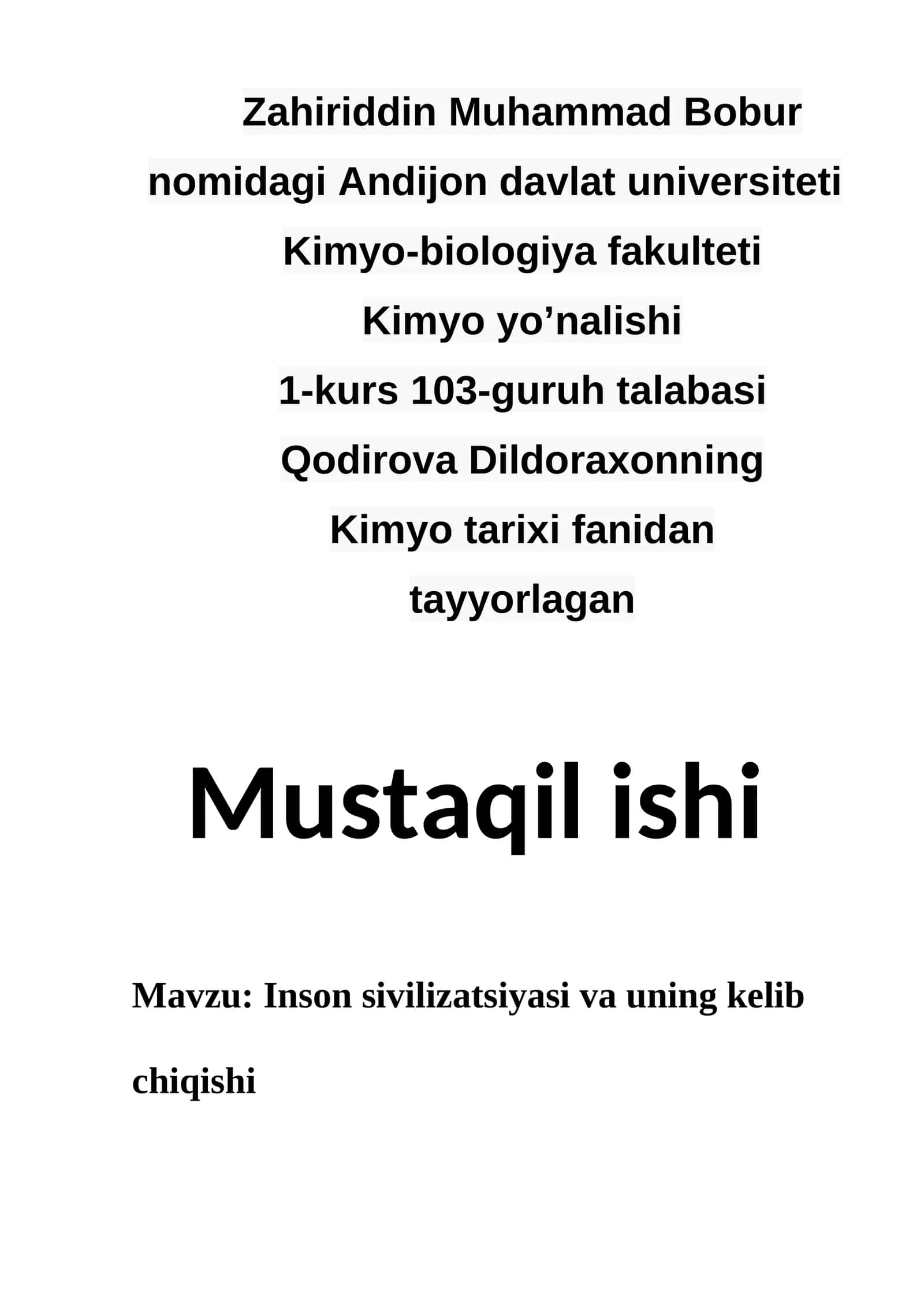 Inson sivilizatsiyasi va uning kelib chiqishi 1