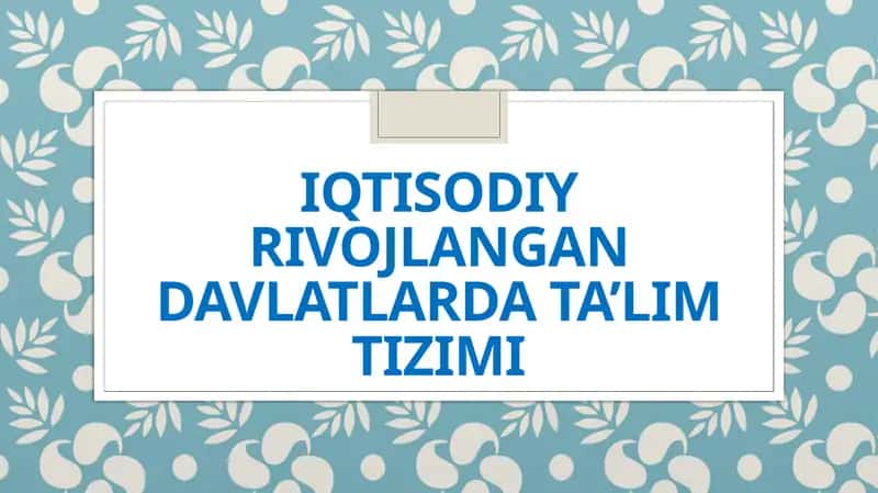 Iqtisodiy rivojlangan davlatlarda ta’lim tizimi 1