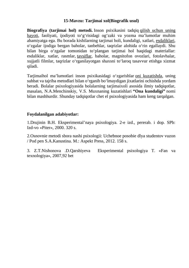 tarjimai xol(biografik usul) 1
