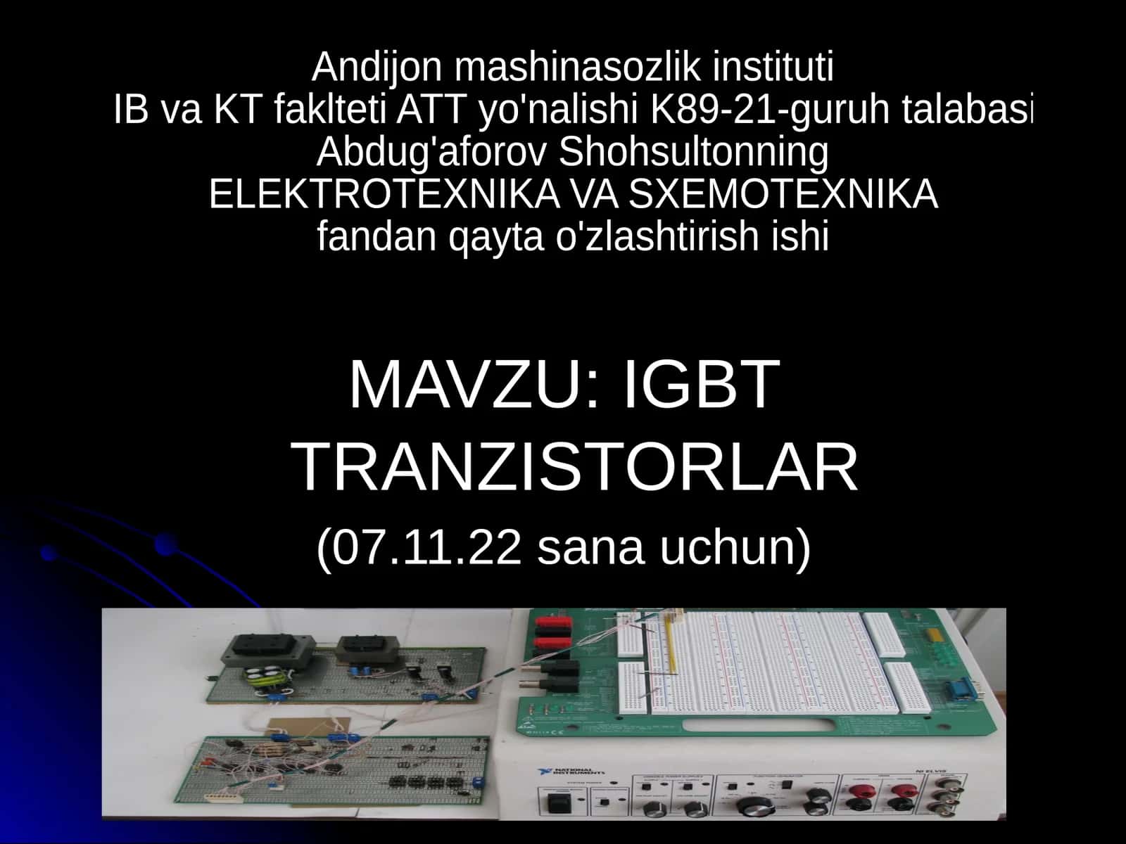 ELEKTROTEXNIKA VA SXEMOTEXNIKA 1