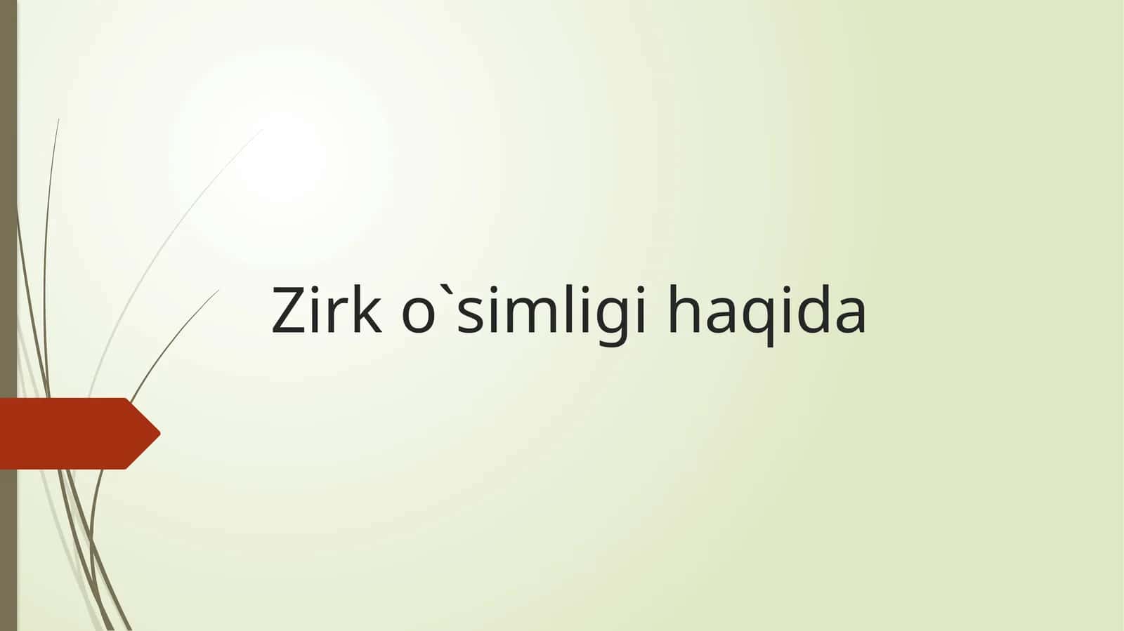 Zirk o`simligi haqida 1
