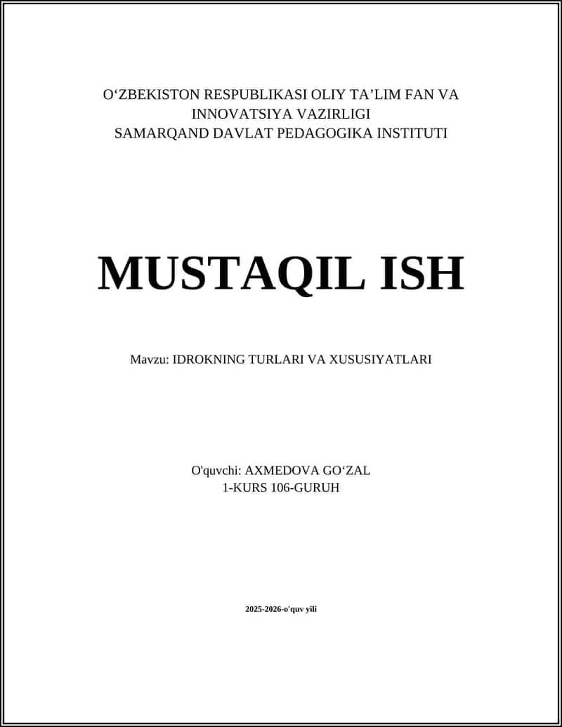 IDROKNING TURLARI VA XUSUSIYATLARI 1