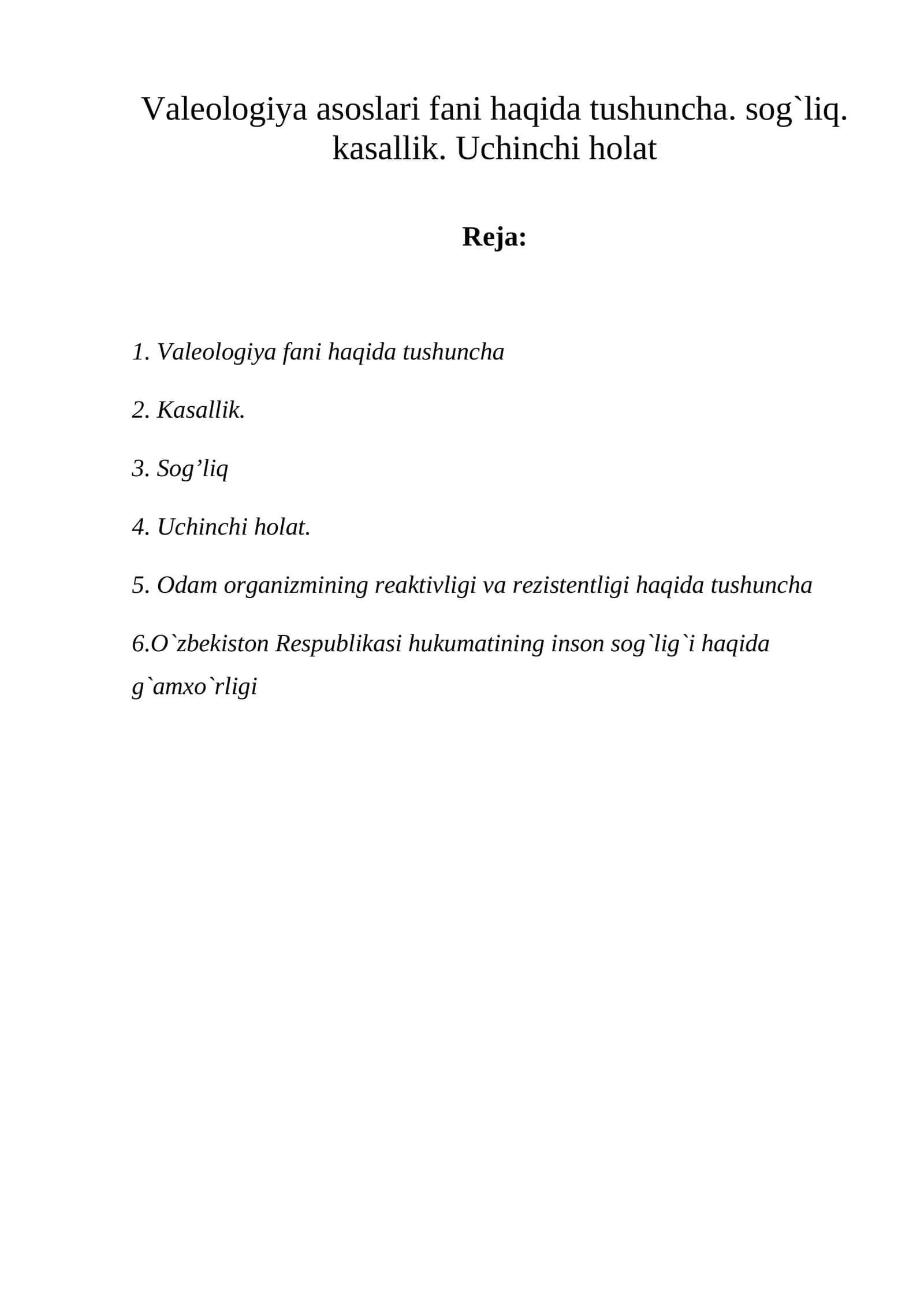 Valeologiya asoslari fani haqida tushuncha 1