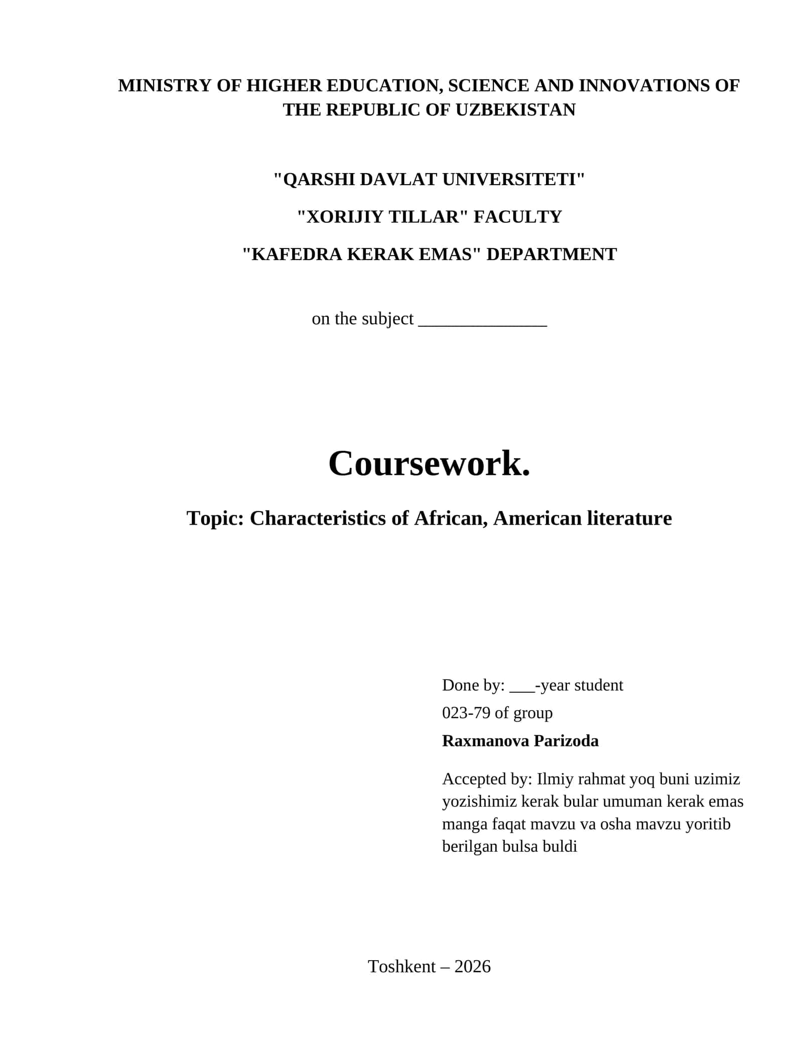 Characteristics of African, American literature 1
