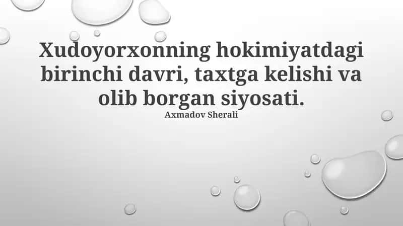 Xudoyorxonning hokimiyatdagi birinchi davri, taxtga kelishi va olib borgan siyosati 1