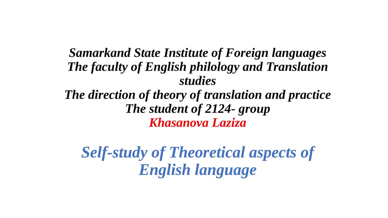 Theoretical aspects of English language: Metaphor and metonymy 1